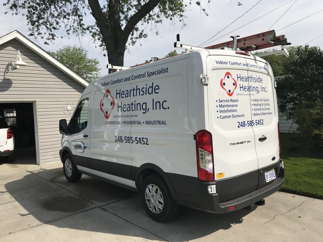 Hearthside Heating,Inc. Service Van in Madison Heights, MI